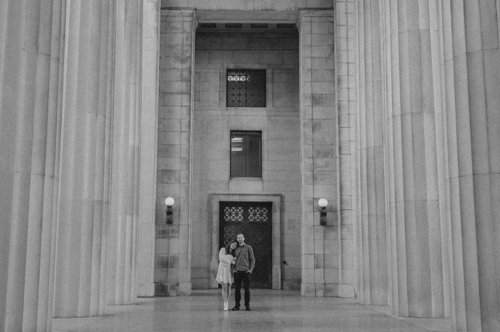 War Memorial Engagement Session with Callie and Josh, Nashville