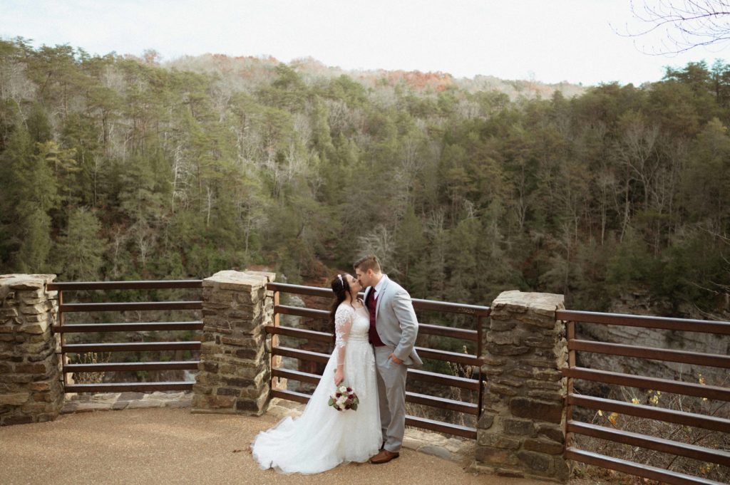 Fall Creek Falls Elopement in Tennessee, Couple Kissing at Fall Creek Falls