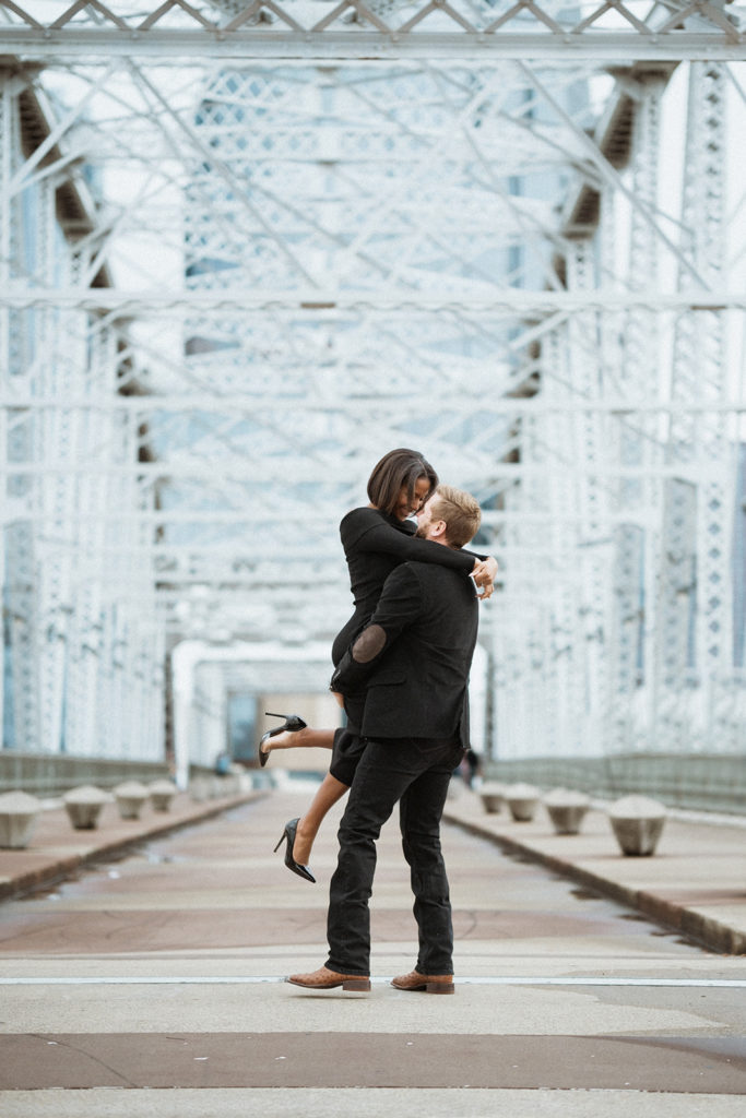 Pedestrian Bridge Engagement Session with Sarah and Aaron, Fall Marigold Photography